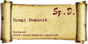 Szegi Dominik névjegykártya